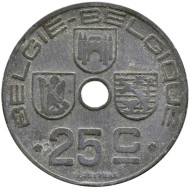 Монета 25 сантимов. 1942 год, Бельгия. (Belgique-Belgie) Монета 25 сантимов. 1942 год, Бельгия. (Belgique-Belgie)