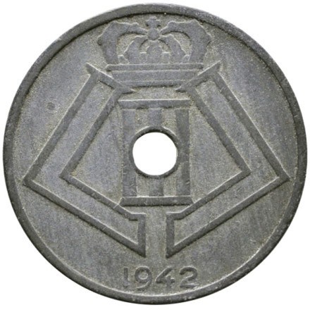 Монета 25 сантимов. 1942 год, Бельгия. (Belgique-Belgie)