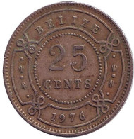 Монета 25 центов, 1976 год, Белиз. Монета 25 центов, 1976 год, Белиз.