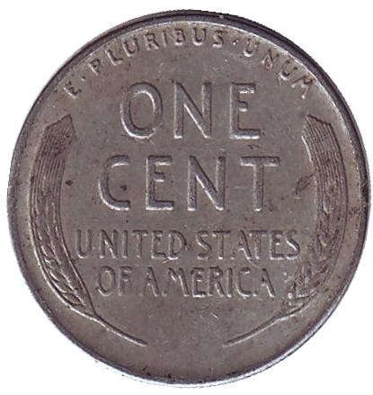 Монета 1 цент. 1943 год (D), США. Линкольн. Монета 1 цент. 1943 год (D), США. Линкольн.