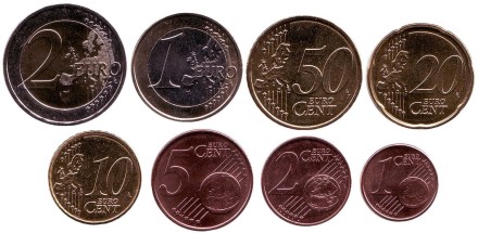 Набор монет евро (8 шт). 2017 год, Кипр. 