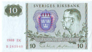 Банкнота 10 крон. 1988 год, Швеция. Банкнота 10 крон. 1988 год, Швеция.