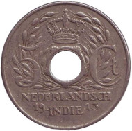 Монета 5 центов. 1913 год, Нидерландская Индия.