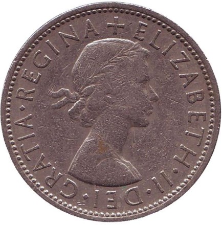 Монета 2 шиллинга. 1964 год, Великобритания.