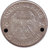 Монета 5 рейхсмарок. 1934 год, Германия (Третий Рейх). (J). Кирха без даты. Монета 5 рейхсмарок. 1934 год, Германия (Третий Рейх). (J). Кирха без даты.