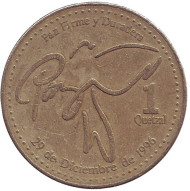 Монета 1 кетцаль. 2000 год, Гватемала.