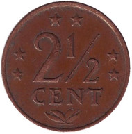 Монета 2,5 цента. 1971 год, Нидерландские Антильские острова. Монета 2,5 цента. 1971 год, Нидерландские Антильские острова.