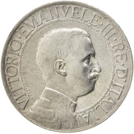 Монета 1 лира. 1910 год, Италия. Квадрига.