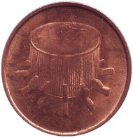 Монета 1 сен. 2001 год, Малайзия. Бубен. Монета 1 сен. 2001 год, Малайзия. Бубен.