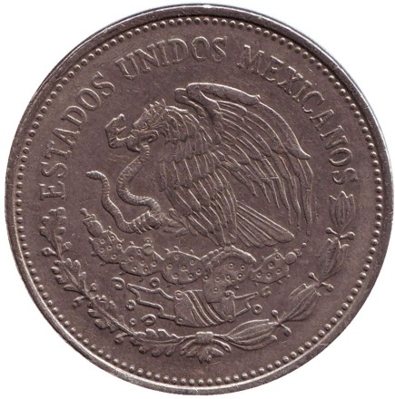 Монета 5000 песо. 1988 год, Мексика. 50 лет с момента национализации нефтяной промышленности. Монета 5000 песо. 1988 год, Мексика. 50 лет с момента национализации нефтяной промышленности.