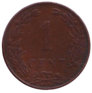 Монета 1 цент. 1904 год, Нидерланды. Монета 1 цент. 1904 год, Нидерланды.