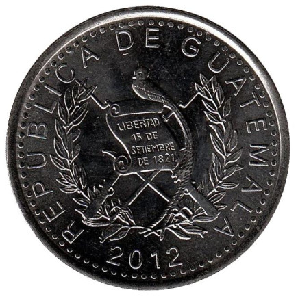 Монета 25 сентаво. 2012 год, Гватемала. Индианка.