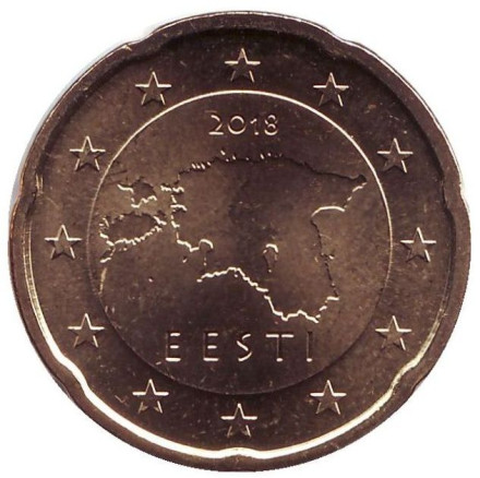 Монета 20 центов. 2018 год, Эстония.