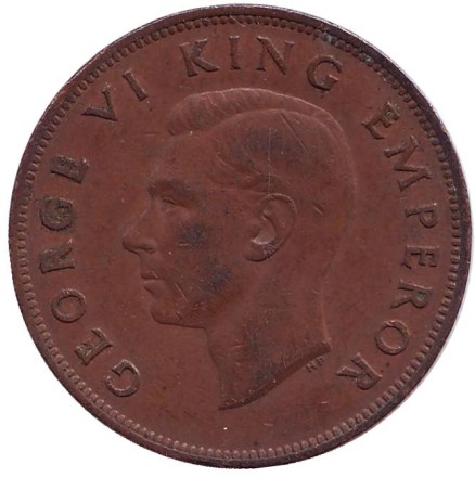 Монета 1 пенни, 1944 год, Новая Зеландия. Новозеландский туи. Монета 1 пенни, 1944 год, Новая Зеландия. Новозеландский туи.