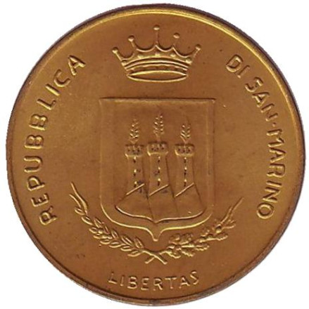 Монета 20 лир. 1983 год, Сан-Марино. Угроза ядерной войны.