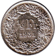 Монета 1/2 франка. 1931 год, Швейцария. Монета 1/2 франка. 1931 год, Швейцария.