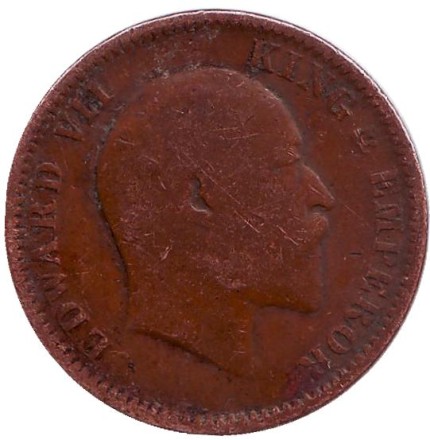 Монета 1/4 анны. 1905 год, Индия Британская.