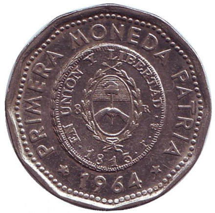 Монета 25 песо. 1964 год, Аргентина. Монета 25 песо. 1964 год, Аргентина.