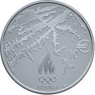 Монета 10 евро. 2014 год, Эстония. Эстонская олимпийская сборная – Сочи 2014.
