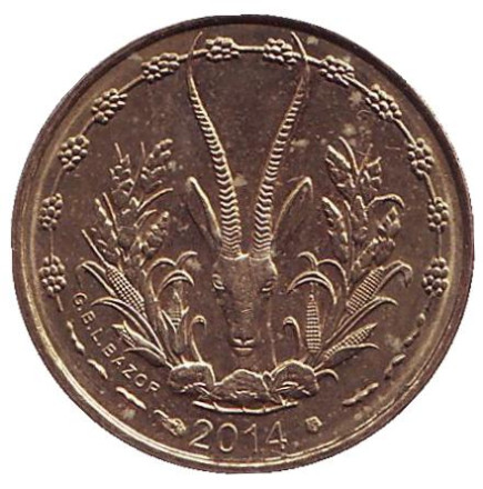 Монета 5 франков. 2014 год, Западные Африканские Штаты.