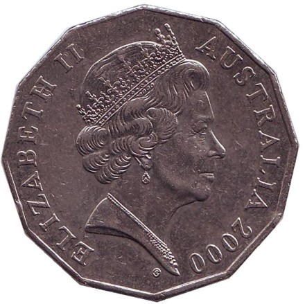 Монета 50 центов. 2000 год, Австралия. Королевский визит.