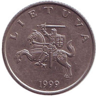 Монета 1 лит. 1999 год, Литва. Рыцарь. Монета 1 лит. 1999 год, Литва. Рыцарь.