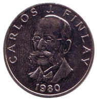 Монета 5 сентесимо. 1980 год, Панама. Гладкий гурт. Карлос Финлей. Монета 5 сентесимо. 1980 год, Панама. Гладкий гурт. Карлос Финлей.