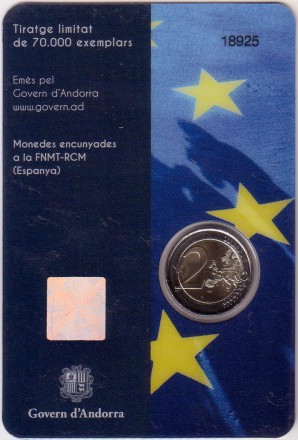 Монета 2 евро. 2022 год, Андорра. 10 лет вступлению в силу валютного соглашения между Андоррой и Евросоюзом. Монета 2 евро. 2022 год, Андорра. 10 лет вступлению в силу валютного соглашения между Андоррой и Евросоюзом.
