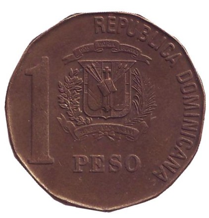 Монета 1 песо. 2014 год, Доминикана. Пабло Дуарте. Монета 1 песо. 2014 год, Доминикана. Пабло Дуарте.