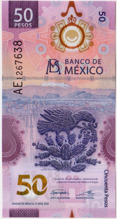 Банкнота 50 песо. 2021 год, Мексика. W133 2021(4).