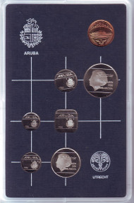 Набор монет Арубы в пластике. (6 шт., с жетоном), 1986 год, Аруба. Набор монет Арубы в пластике. (6 шт., с жетоном), 1986 год, Аруба.