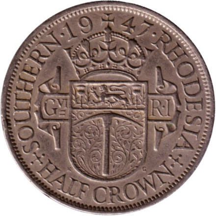 Монета 1/2 кроны. 1947 год, Южная Родезия. Король Георг VI.