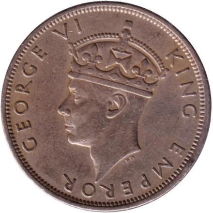 Монета 1/2 кроны. 1947 год, Южная Родезия. Король Георг VI.