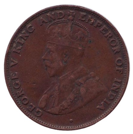 Монета 1 цент. 1925 год, Гонконг (Британская колония). Монета 1 цент. 1925 год, Гонконг (Британская колония).