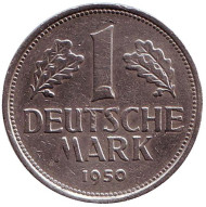 Монета 1 марка. 1950 год (F), ФРГ. Монета 1 марка. 1950 год (F), ФРГ.