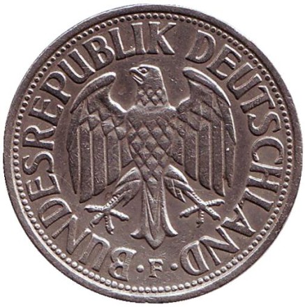 Монета 1 марка. 1950 год (F), ФРГ.