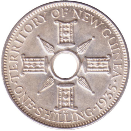 Монета 1 шиллинг. 1935 год, Новая Гвинея. Состояние - XF.