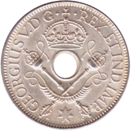 Монета 1 шиллинг. 1935 год, Новая Гвинея. Монета 1 шиллинг. 1935 год, Новая Гвинея.