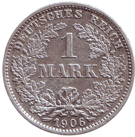 Монета 1 марка. 1906 год (E), Германская империя.