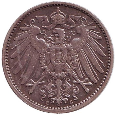 Монета 1 марка. 1906 год (E), Германская империя. Монета 1 марка. 1906 год (E), Германская империя.