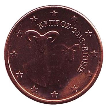 Монета 1 цент. 2013 год, Кипр.