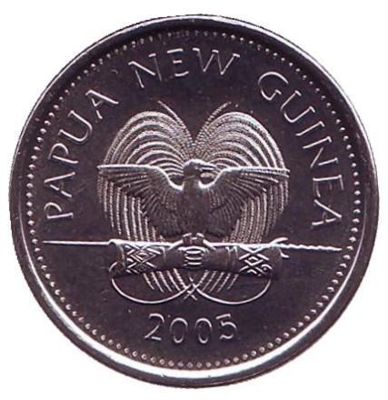 Монета 5 тойа, 2005 год, Папуа-Новая Гвинея. Свиноносая черепаха.