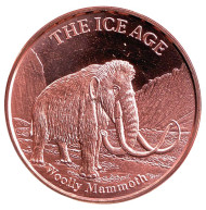 Шерстистый мамонт. "Ледниковый период". Монетовидный жетон. Унция меди 999. США.  Шерстистый мамонт. "Ледниковый период". Монетовидный жетон. Унция меди 999. США.