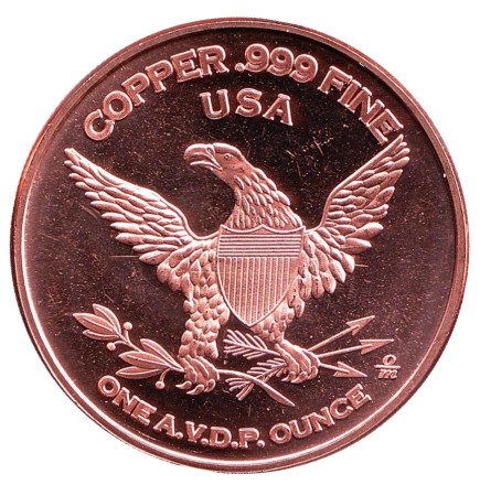 Шерстистый мамонт. "Ледниковый период". Монетовидный жетон. Унция меди 999. США. 