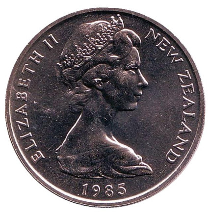 Монета 20 центов. 1985 год, Новая Зеландия. UNC. Киви (птица). Монета 20 центов. 1985 год, Новая Зеландия. UNC. Киви (птица).