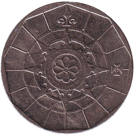 Монета 20 эскудо. 1999 год, Португалия. Роза ветров.