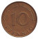 Монета 10 пфеннигов. 1973 год (G), ФРГ. Дубовые листья. Монета 10 пфеннигов. 1973 год (G), ФРГ. Дубовые листья.