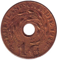 Монета 1 цент. 1945 год, Нидерландская Индия. ("S" - Сан-Франциско)