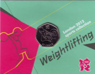 Монета 50 пенсов. 2011 год, Великобритания. Тяжелая атлетика. Летние Олимпийские игры 2012 года в Лондоне. В блистере. Монета 50 пенсов. 2011 год, Великобритания. Тяжелая атлетика. Летние Олимпийские игры 2012 года в Лондоне. В блистере.