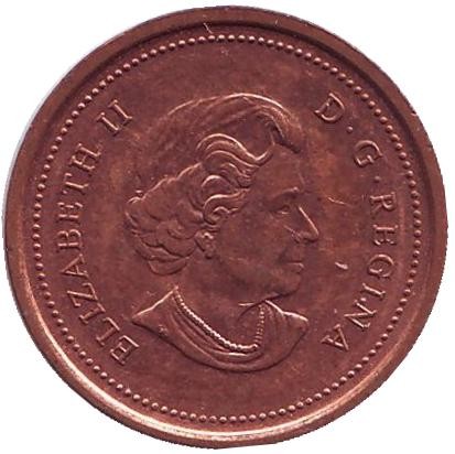 Монета 1 цент, 2006 год, Канада. (Немагнитная. Без отметки монетного двора)